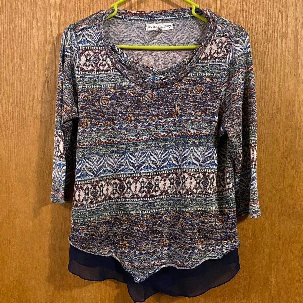 New York Laundry, Womens Knit 3/4 Sleeve Shirt, Size M. (S80)